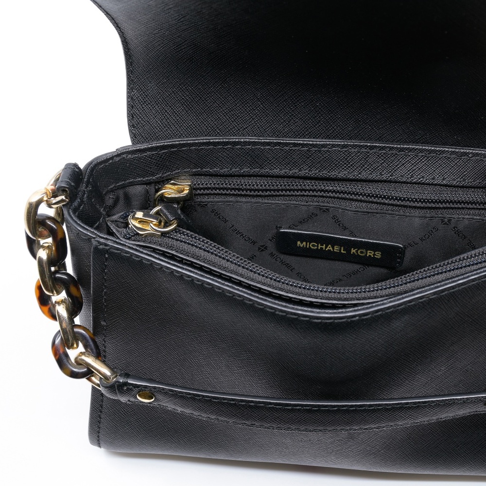 MICHAEL KORS Portia East West Small Saffiano Leather Satchel in Black - Picture 12 of 12